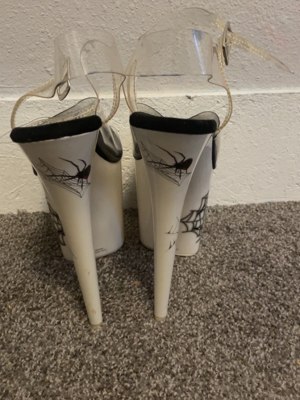 Pleaser Black & Clear Spider-Web Platform Heels - Picture 2 of 6
